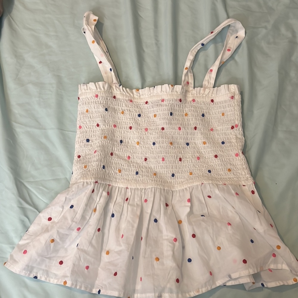 NWT Loft White Polka Dot Top - Picture 7 of 11